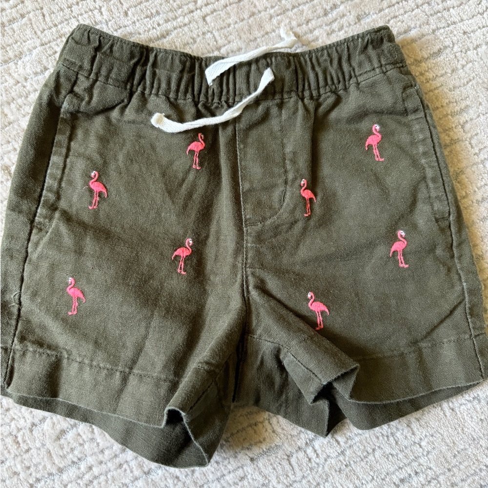 Janie and Jack Olive Shorts with Embroidery boys 6-12 months